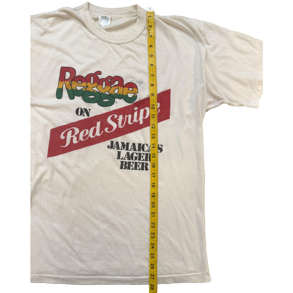 Vintage Red Stripe Reggae Shirt Mens Medium White Jamaica Beer Graphic Promo 90s - Picture 6 of 8